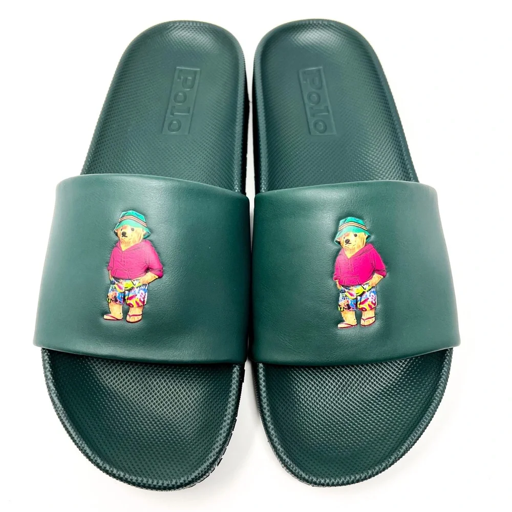 NWT Polo Ralph Lauren Men\'s Pony Flip Flop Sandals — Grey | Size [11 / 12] POLO RALPH LAUREN PONY SANDAL FLIP FLOPS SHOES~Navy Blue Red  main image 2